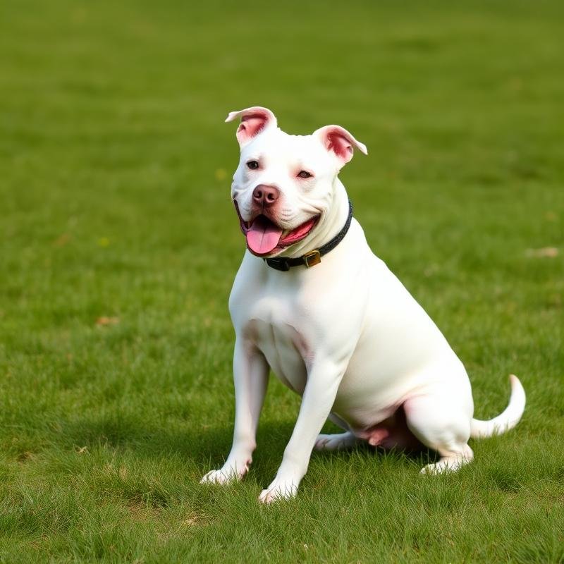 Λευκός Pitbull σε υπακοή